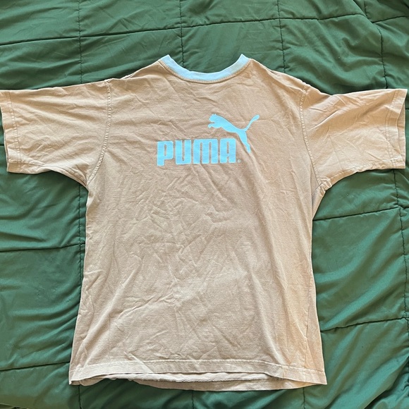 PUMA Beige + Light Blue Tshirt - Picture 1 of 4